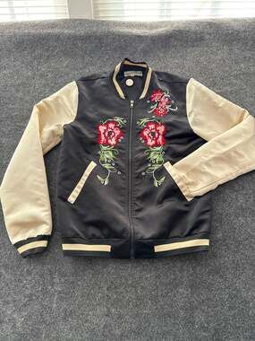 Young Bohemians Floral Embroidered Bomber Jacket Size 6